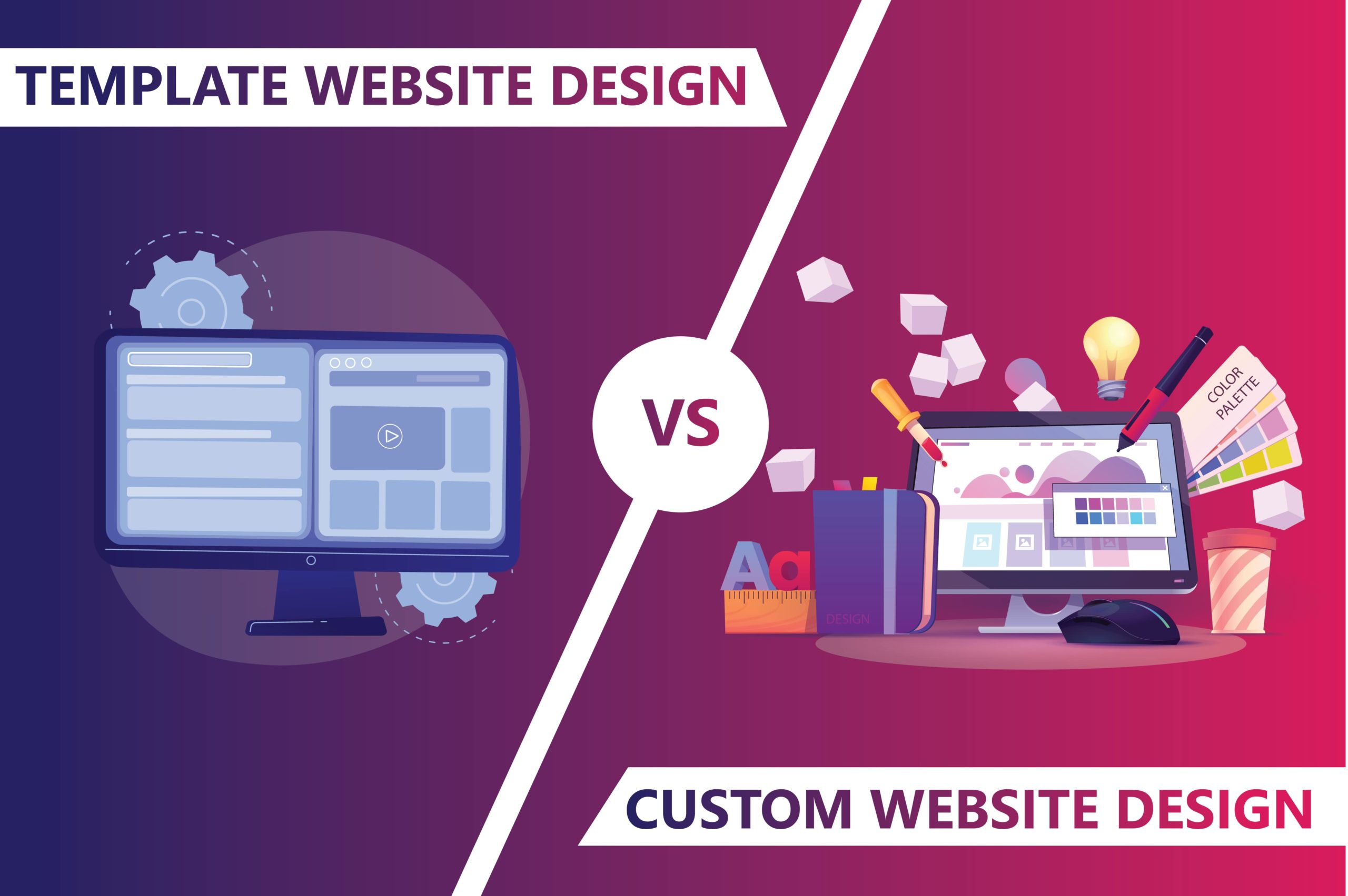 Custom website vs Template based website graphic